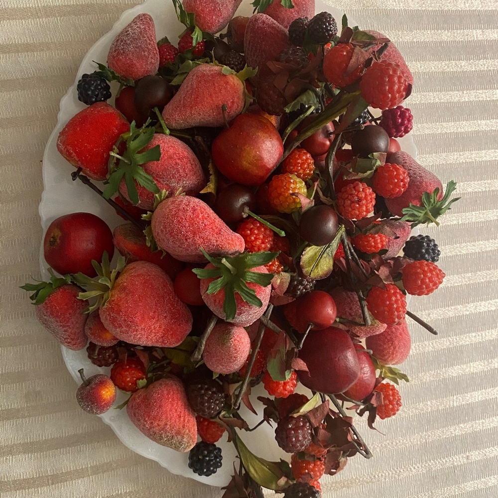 Artificial berries, cherries and small apples. DIY